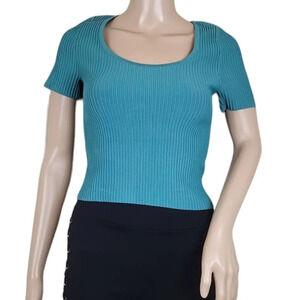 Madewell Ottoman Crop Sweater Tee Turquoise Small
